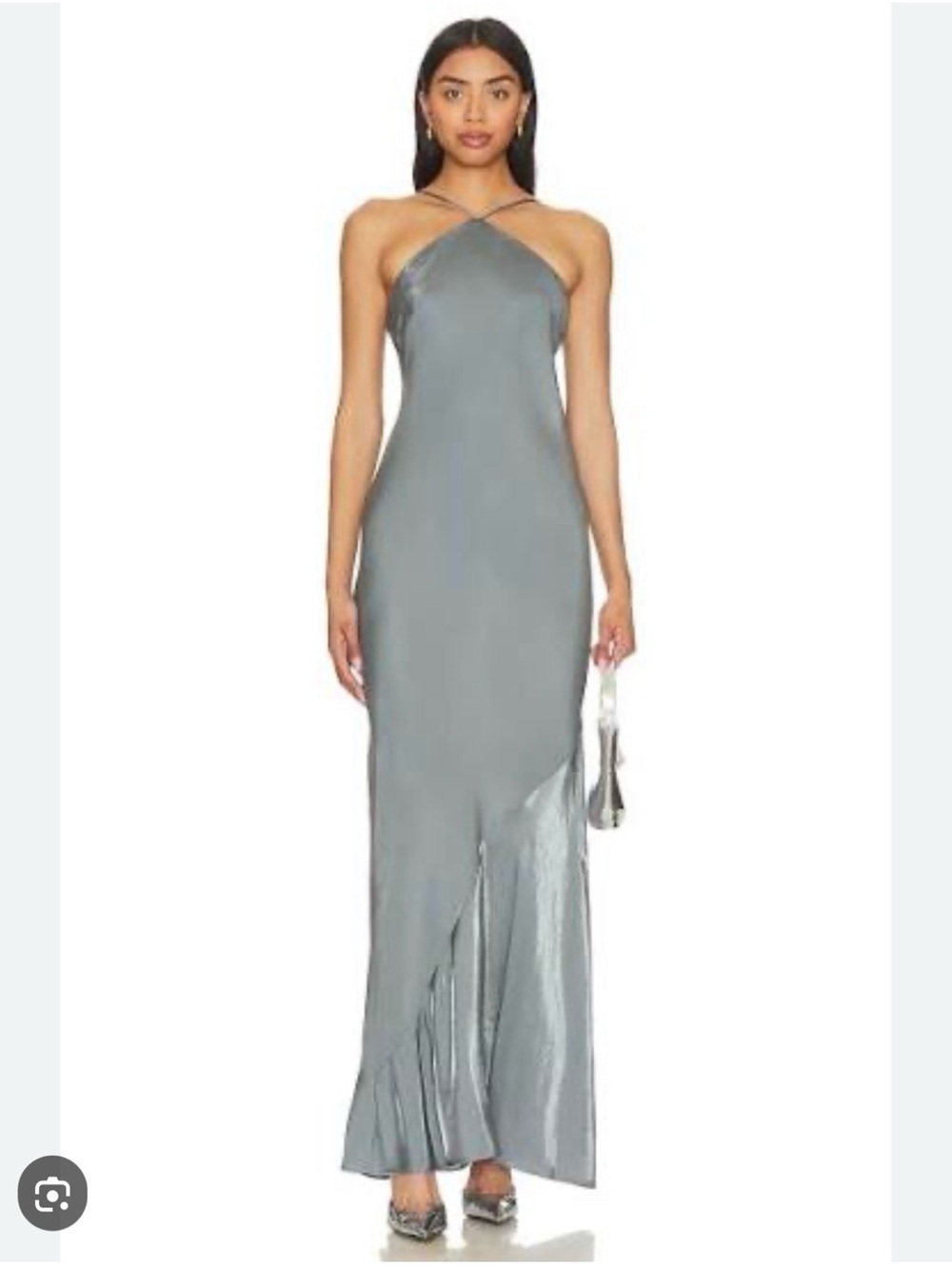 Rumor Illusion X Dress on Revolve Halter Slip - Silver Gray NWT $350